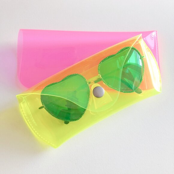 Neon Yellow Jelly Sunglasses Case - Picture 1 of 4
